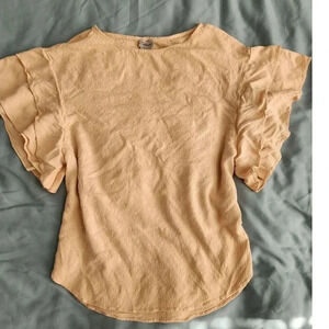 Chico's Peach Tiered Ruffle Sleeve Tee